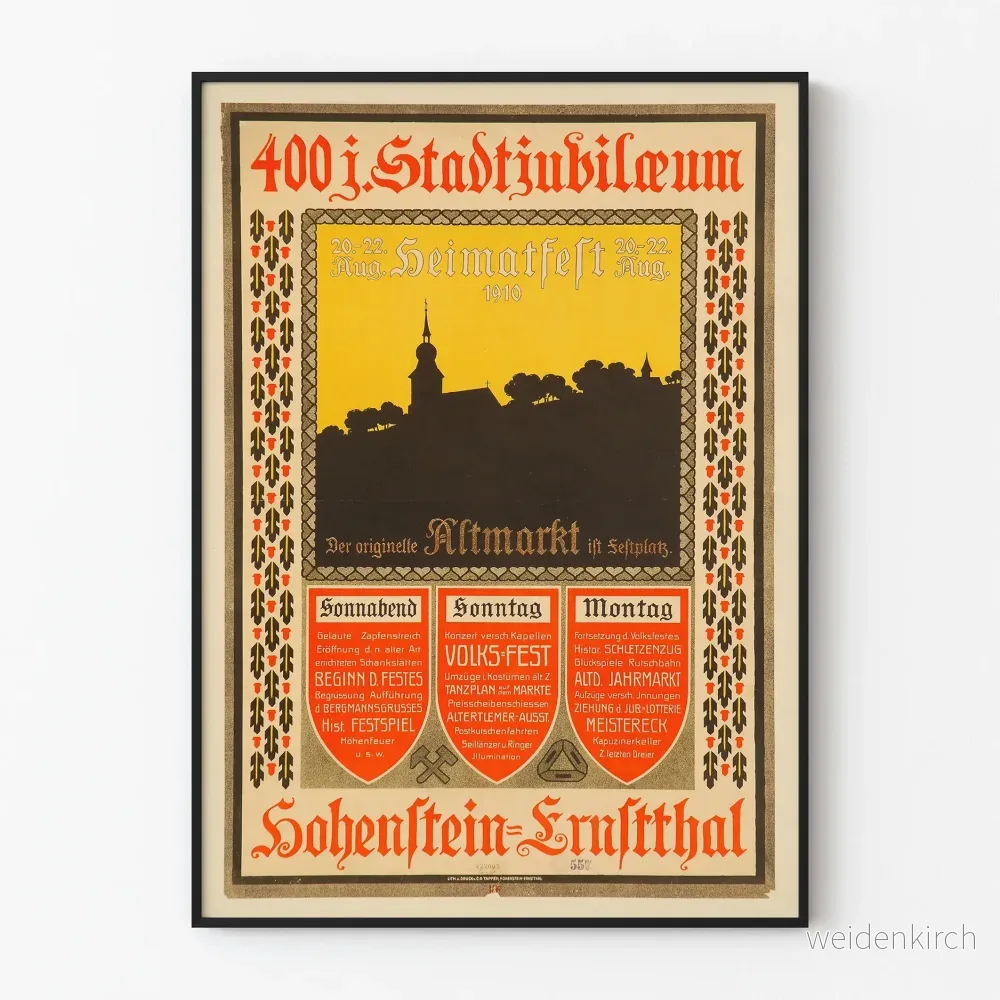 Vintageposter för 400-årsjubileet av Hohenstein-Ernstthal 1910