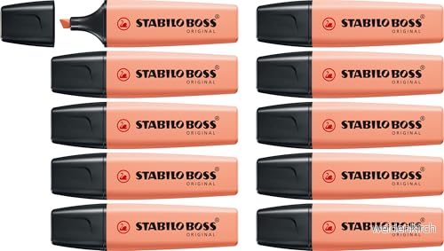 Överstrykningspenna STABILO BOSS ORIGINAL Pastel ask med 10 Creamy Peach 4006381492393