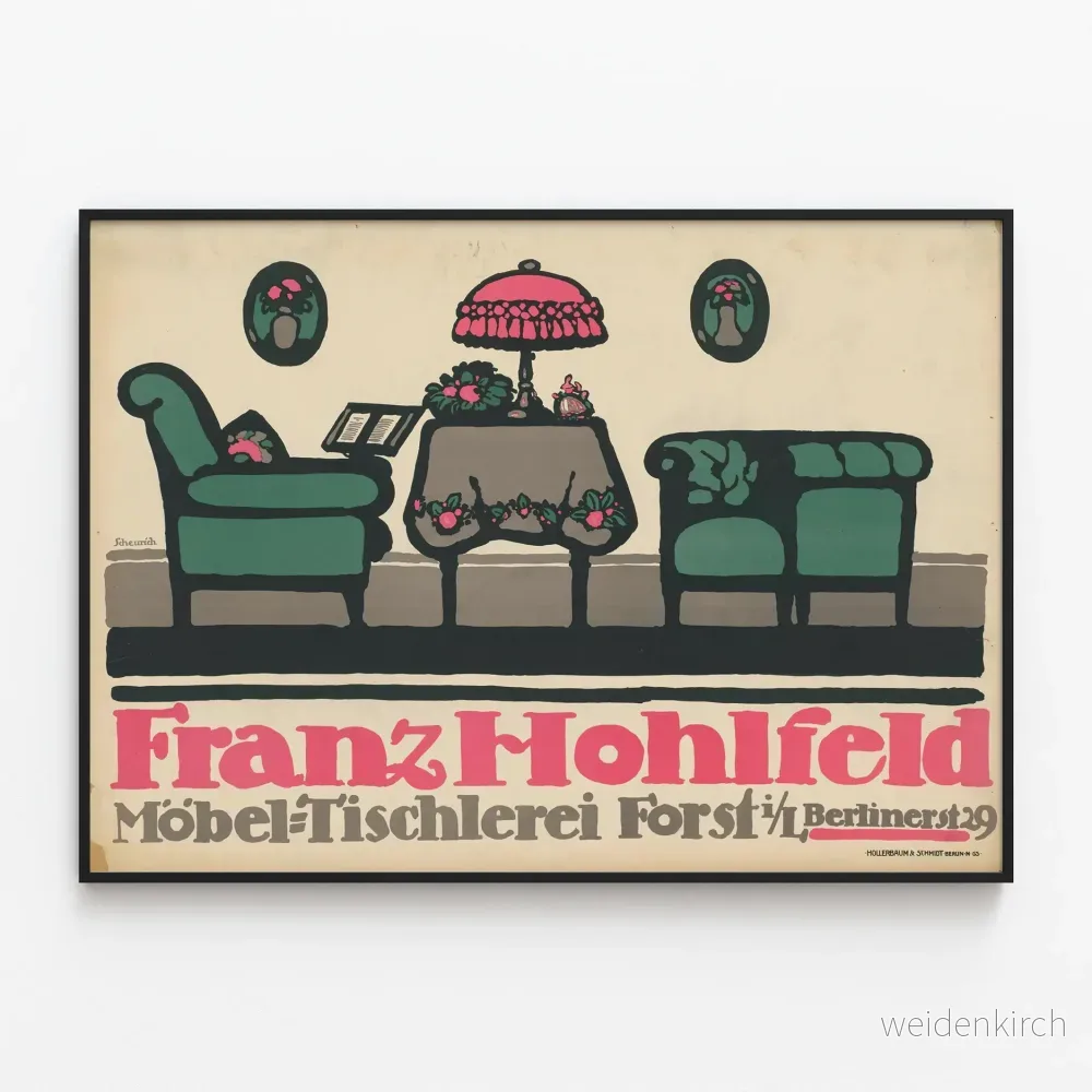 Vintageposter Franz Hohlfeld Möbler och Snickeri Forst
