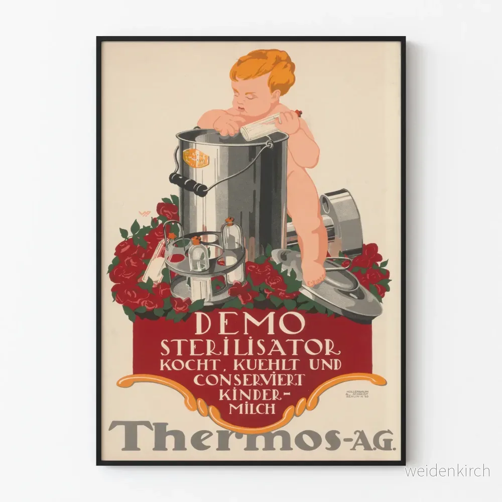 Vintageposter Thermos AG - Mjölksterilisator för spädbarn