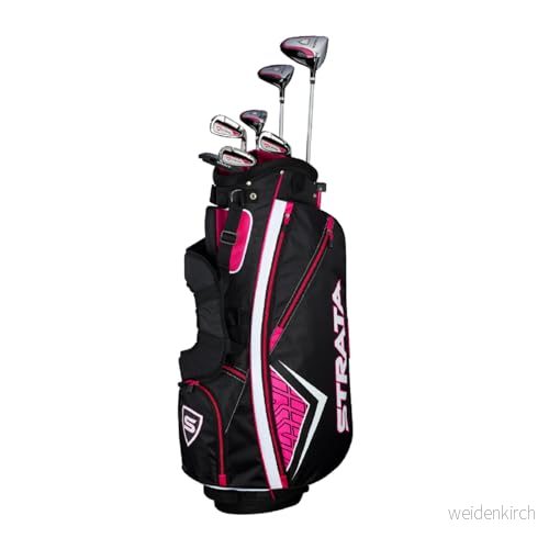 Callaway Golf 2019 Strata Komplett 11 Piece Package Set, Dam, Svart, Rosa 190228630766