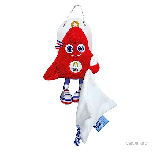 Doudou et Compagnie Licens JO Paris 2024 maskot olympiska och paralympiska spelen pantin med Doudou, JO2421, röd, 17,5 cm 3700335254211