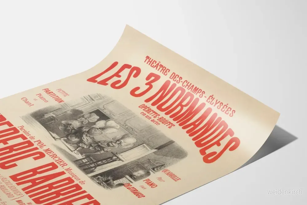 Vintageaffisch för teatern Les 3 Normandes - Retro väggdekoration - Bild 3