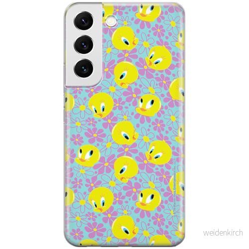 ERT GROUP mobiltelefonfodral för Samsung S22 originalt och officiellt licensierat Looney Tunes mönster Tweety 011 optimalt anpassad till formen på mobiltelefonen, fodral tillverkad av TPU plast 5905795093396