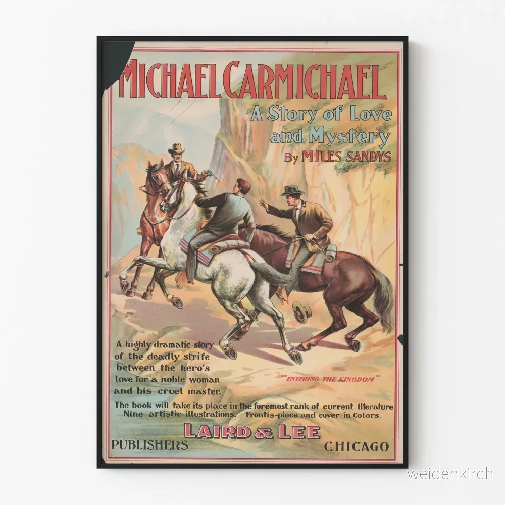 Vintageposter av Michael Carmichael, kärlekshistoria och mysterium