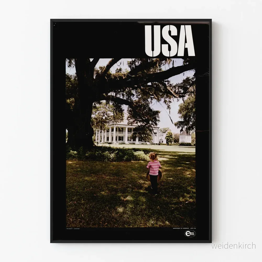 Vintageposter USA Plantage Louisiana för väggdekoration