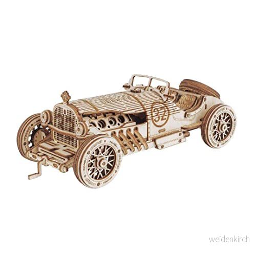Robotime MC401 Vintage Grand Prix bil tillverkad av trä, mått: 22,8 x 15,3 1,2 cm, delar: 220 stycken 6946785110593