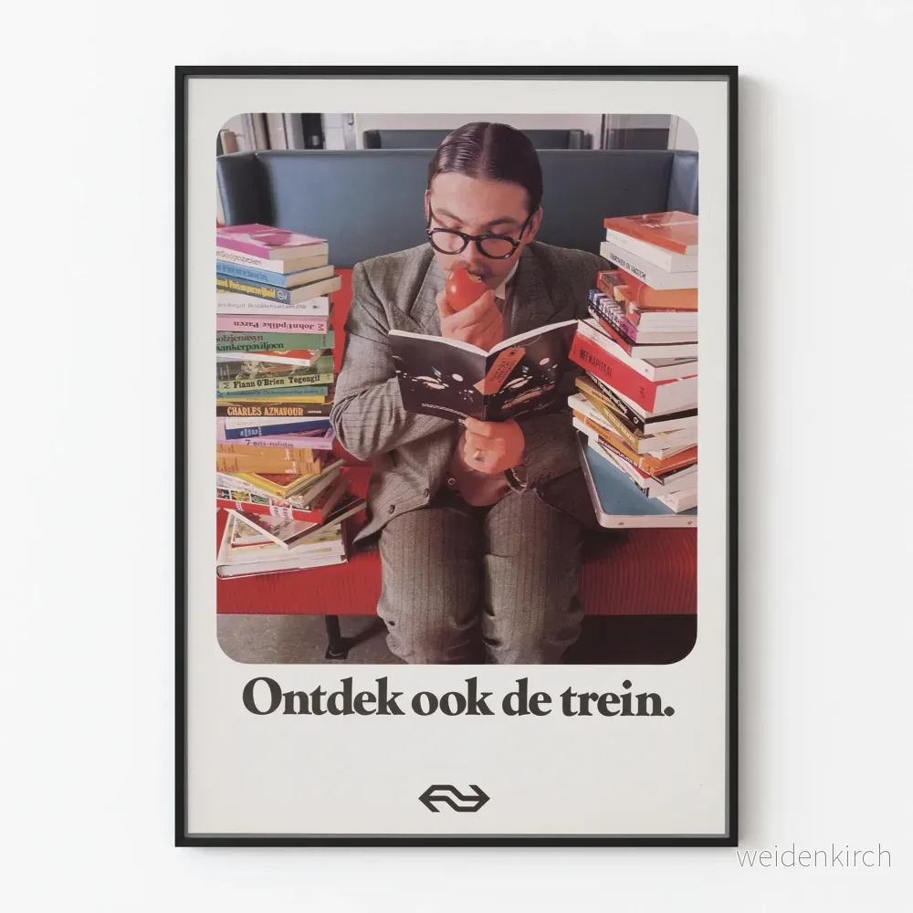 Vintageposter "Upptäck också tåget" för väggdekoration
