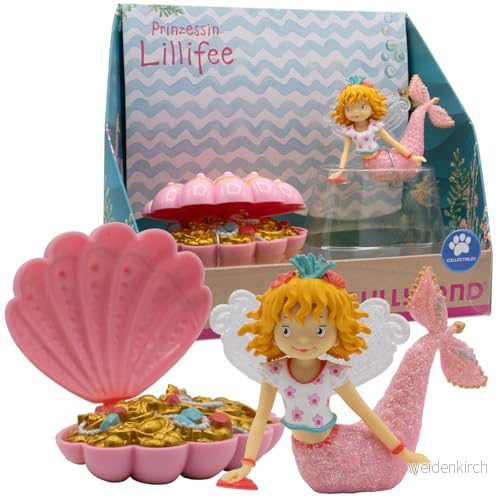 Bullyland 18904 Figurfigur prinsessa Lillifee som sjöjungfru med sin skattskal, detaljerad, perfekt en liten gåva för barn från 3 år 4063847189044