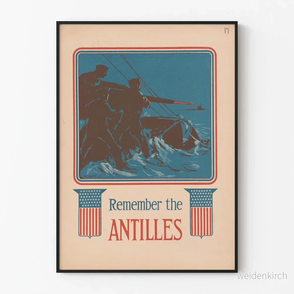 Vintageposter « Remember the Antilles » för historisk väggdekoration