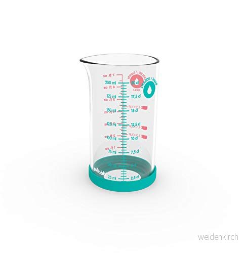 Pebbly Precisionsmätare i glas 200 ml med halkfri silikonbas och hällpip 4 mätningar av vätskor (ml, cl, dl, L) underlättar omvandlingen naturliga material 3760132814520