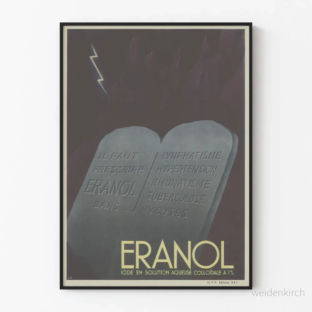 Vintageposter för medicinsk väggdekoration med jodhaltig Eranol