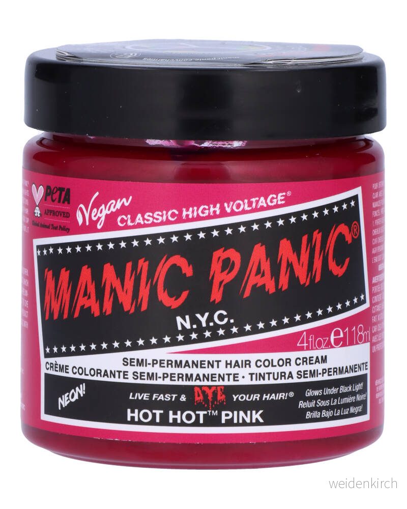 Manic Panic Hot Pink Classic Creme, Vegan, Cruelty Free, Semi Permanent Hair Dye 3 x 118ml 612600110159