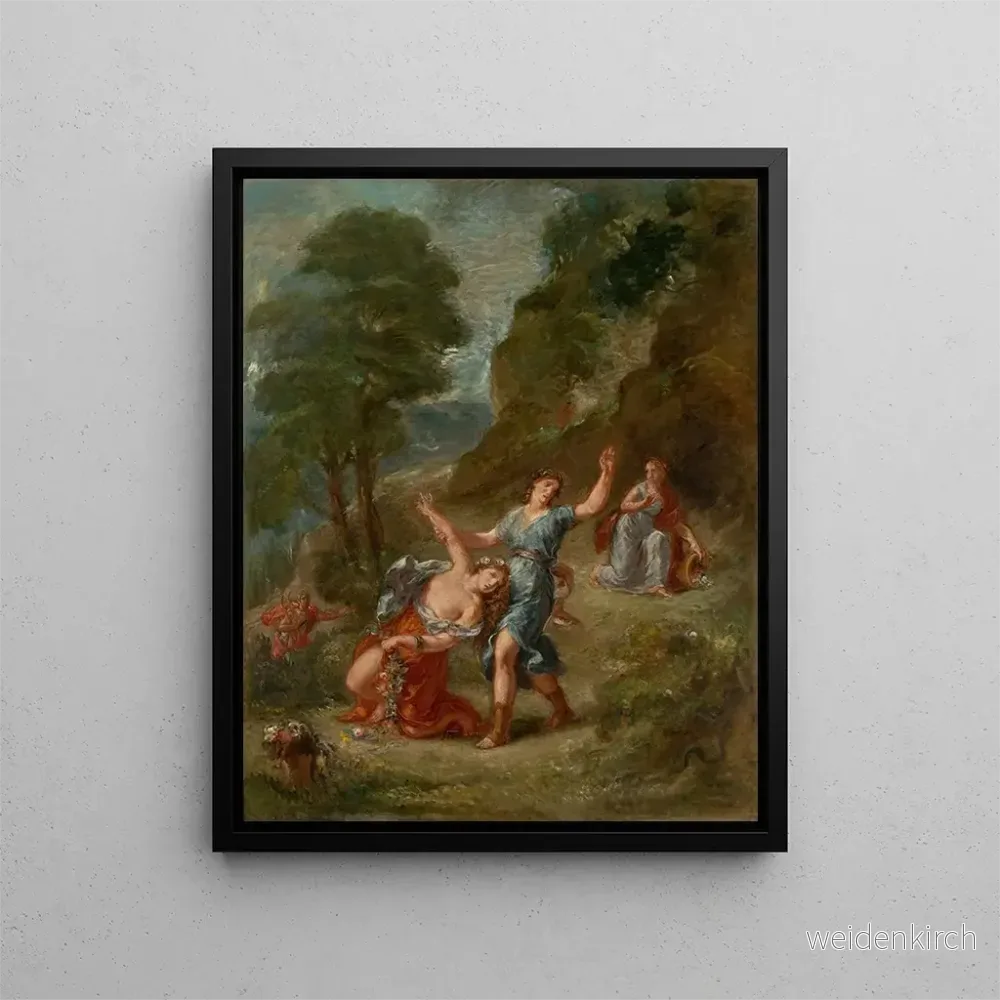 Målning Våren: Eurydice biten av en orm under blomsterplockning, Eurydices död – Eugène Delacroix Målning Våren: Eurydice biten av en orm under blomsterplockning, Eurydices död – Eugène Delacroix