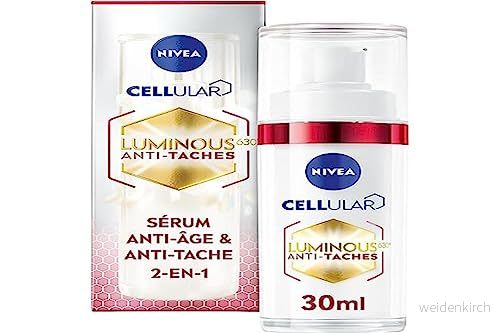 NIVEA Cellular Luminous 630® anti aging & Spots Serum (1 x 30 ml), ansiktsserum med utjämnande kraft, vård för mogen hud 4006000011868