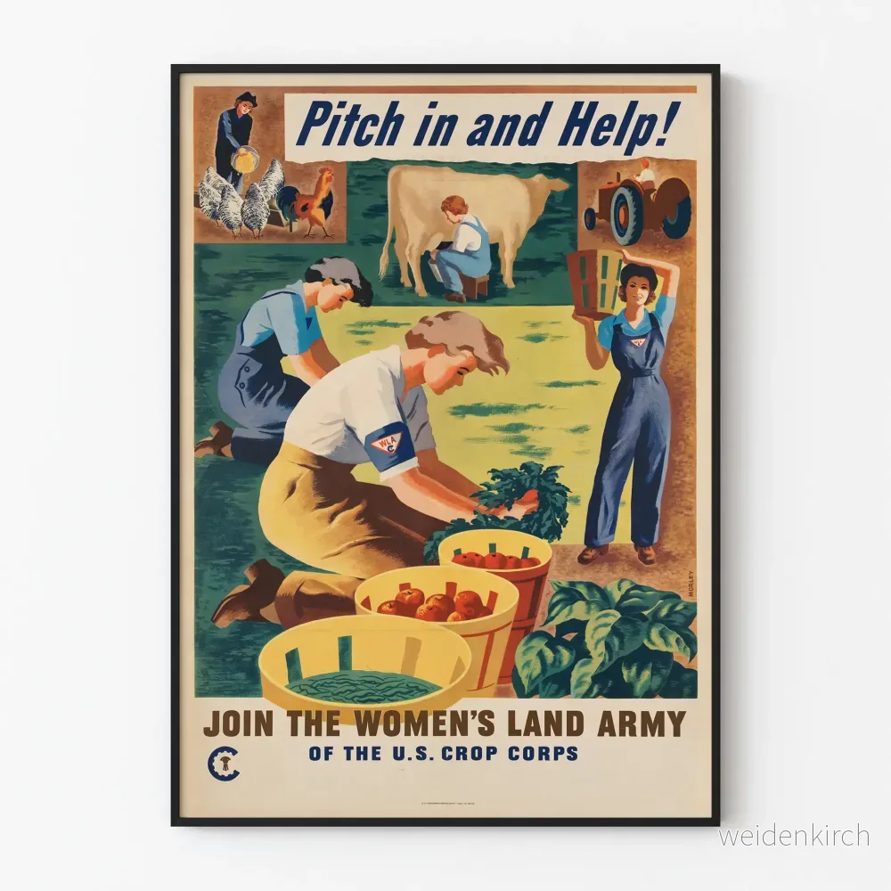 Vintage feminin poster Kvinnors landarmé väggdekoration