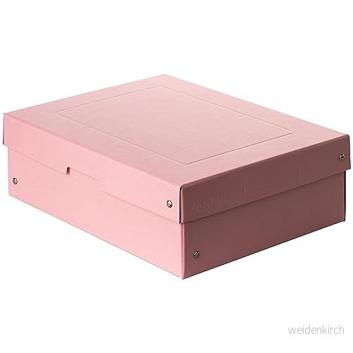 Falken Ref. 22001888000F PureBox Pastel 1 förvaringslåda med lock presentförpackning ingen plast A4 format höjd 100 mm utskuret handtag band ljusrosa 4014481245382