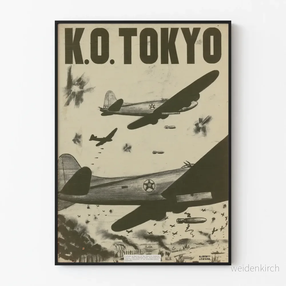 Vintageaffisch bombardemang K.O. Tokyo - historisk väggdekoration