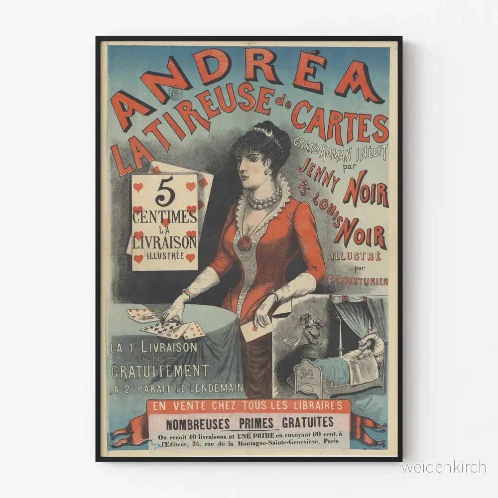 Vintageposter Andréa Tireuse de Cartes – Retro Väggdekoration