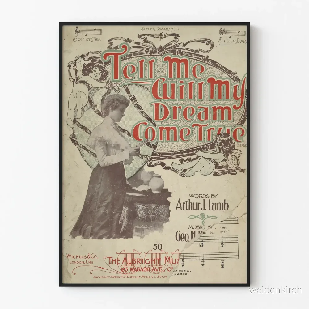 Vintageposter 'Tell Me Will My Dream Come True' Art Déco
