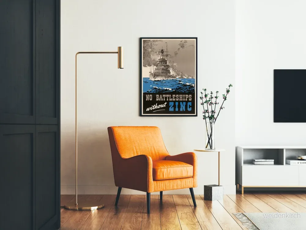 Vintageposter No Battleships Without Zinc för marin väggdekoration - Bild 2