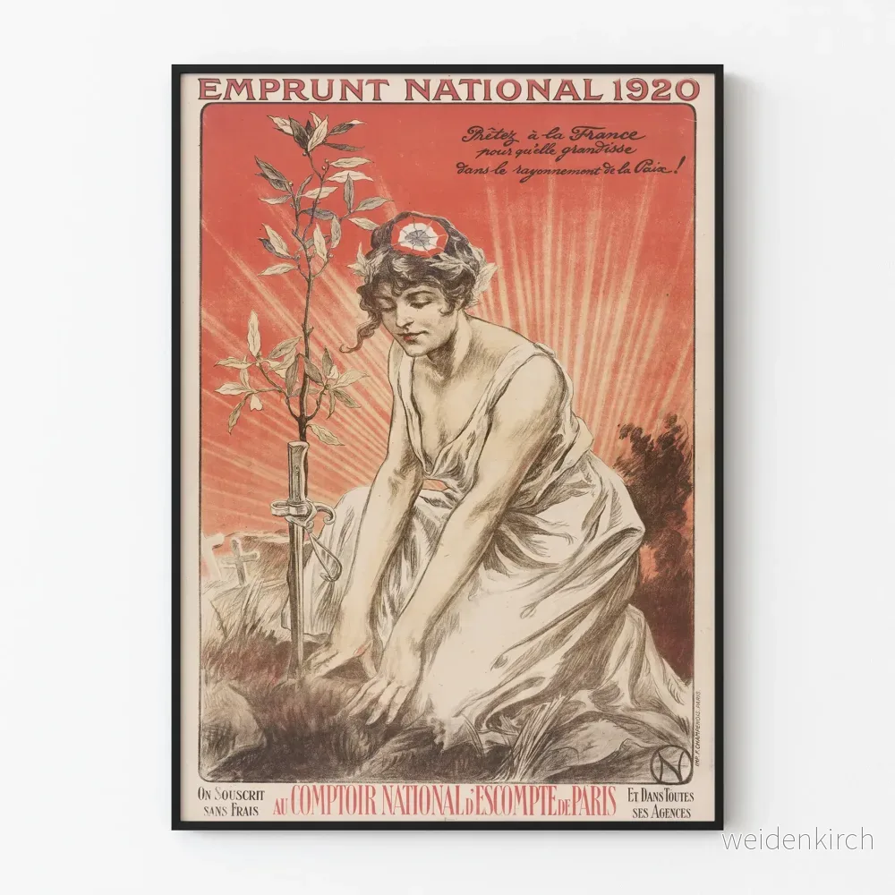 Väggdekorposter Emprunt National 1920 - Tema fred och patriotism