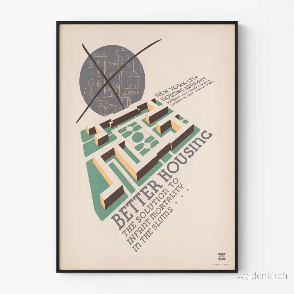Vintageposter Better Housing - Förbättra bostäderna för att bekämpa spädbarnsdödligheten
