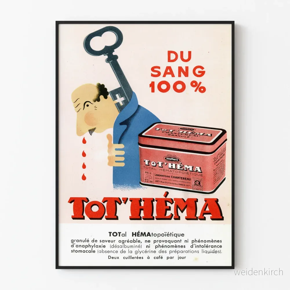 Vintageposter Tot’Héma medicinsk väggdekoration