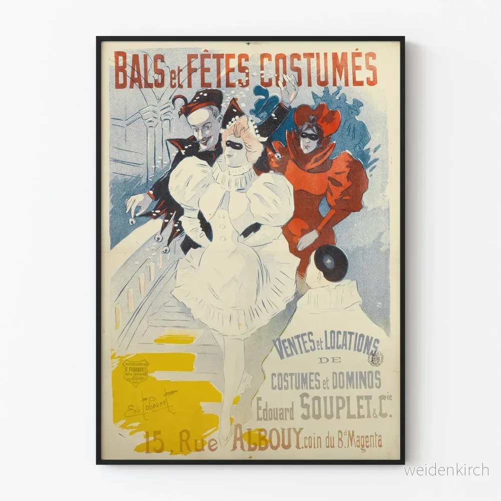Vintageposter av Bals och Maskeradfester, väggdekoration