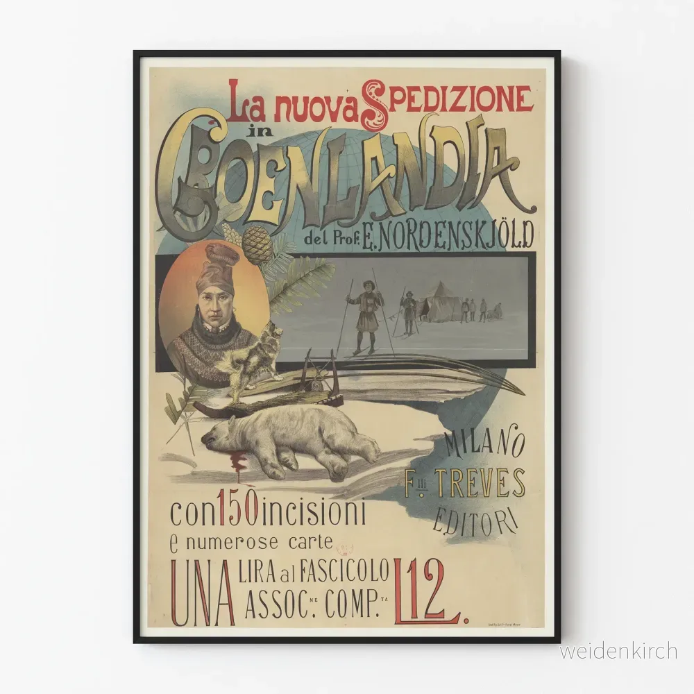 Vintageposter för expeditionen till Grönland Nordenskjöld