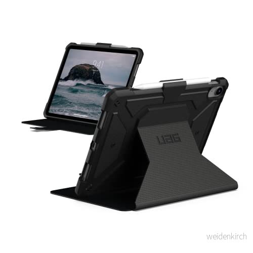 UAG Designad för iPad 10,9 tum 10:e generationen 2022 fodral Metropolis svart med justerbart stativ och pennhållare robust halkfritt taktilt grepp exteriör slitstarkt skyddande folio skydd av URBAN 810070367947