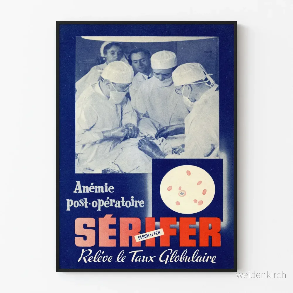Vintageposter för postoperativ anemi serifer