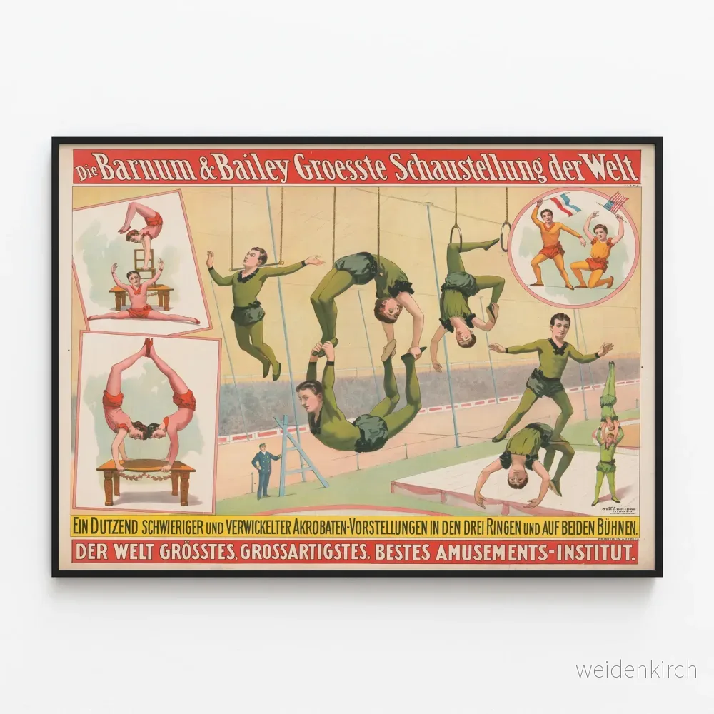 Vintageposter Barnum & Bailey - Akrobater och Cirkusspektakel