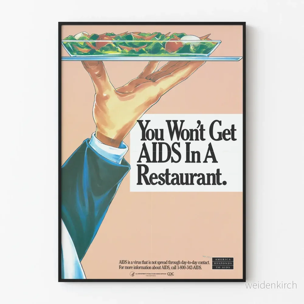 Vintageposter som informerar om överföring av AIDS i offentliga miljöer