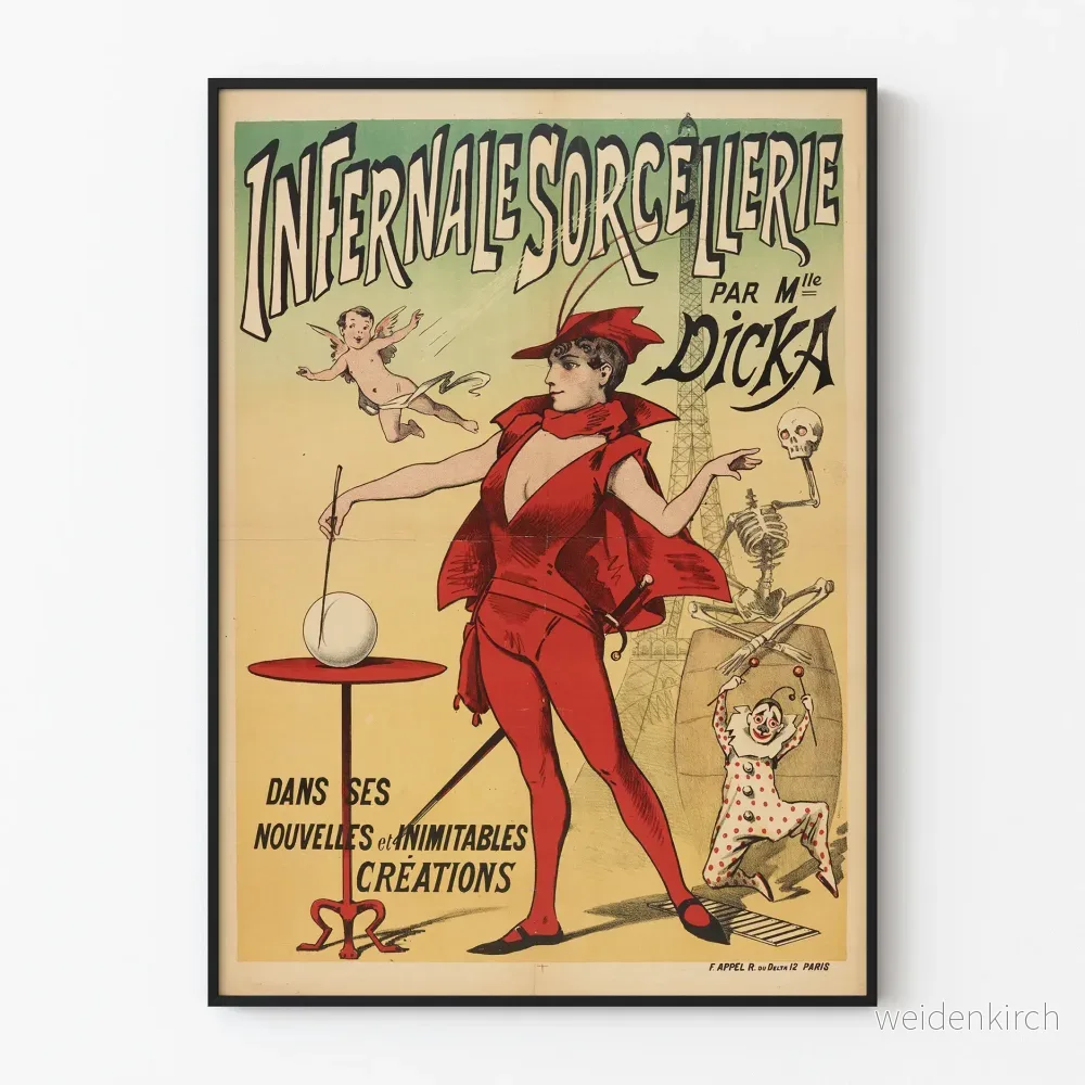 Vintageposter Infernale Häxkonst av Mlle Dicka
