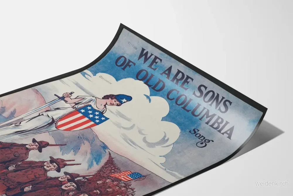 Vintageposter We Are Sons of Old Columbia - Patriotisk väggdekoration - Bild 3