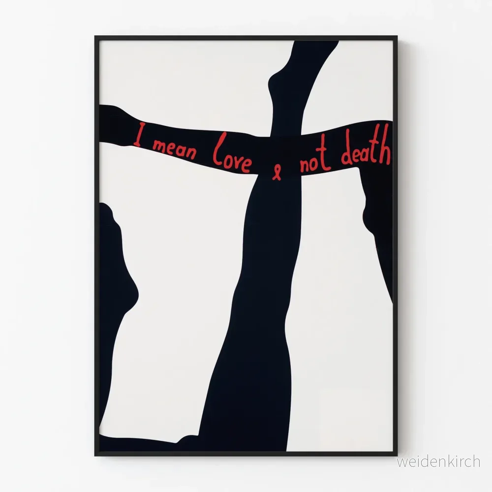 Dekorativ poster i stil minimalistisk, Jag menar kärlek, inte död Dekorativ poster i stil minimalistisk, Jag menar kärlek, inte död