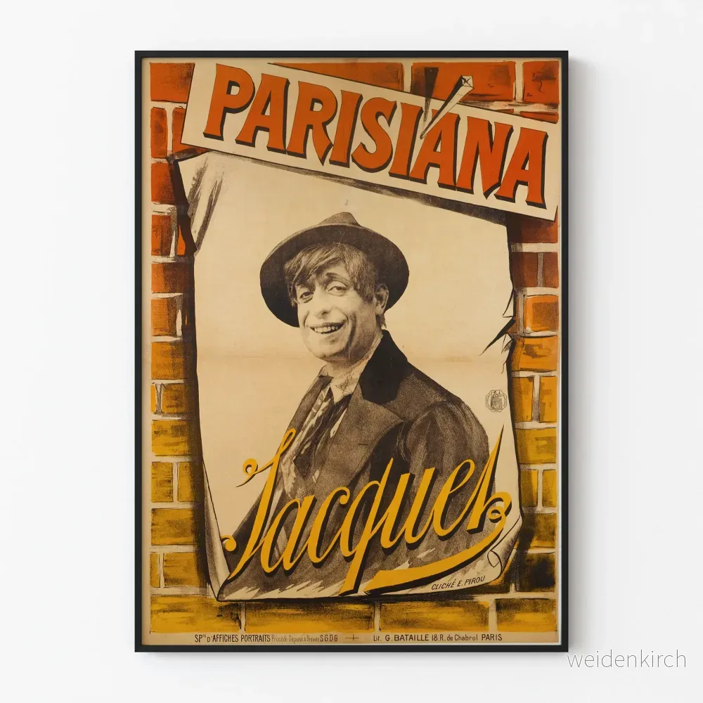 Vintageposter Parisiana Jacquet för väggdekoration