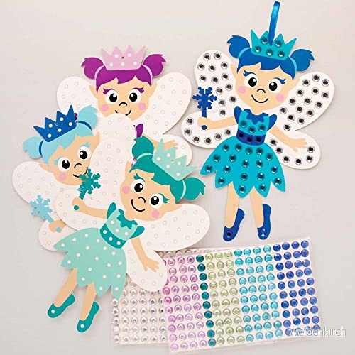 Baker Ross FE865 Vinter älva ädelsten konst kit 3 pack, skapa din egen bildkit, kreativa aktiviteter för barn, självhäftande ädelstenar set 5051174123595