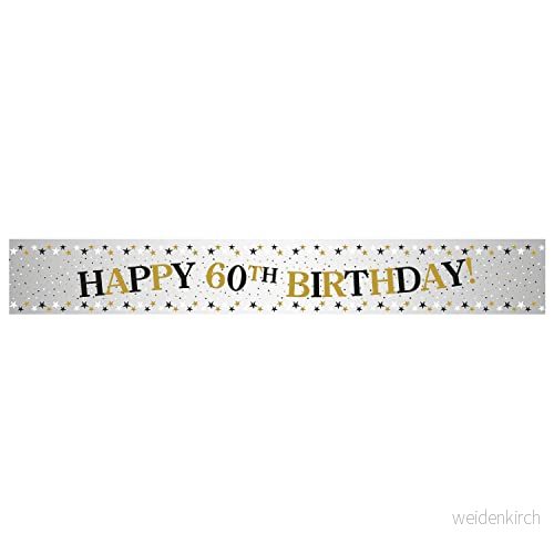Amscan 9913793 gnistrande firande 60 årsdag folie banderoll festdekoration 2,7 m 194099079921