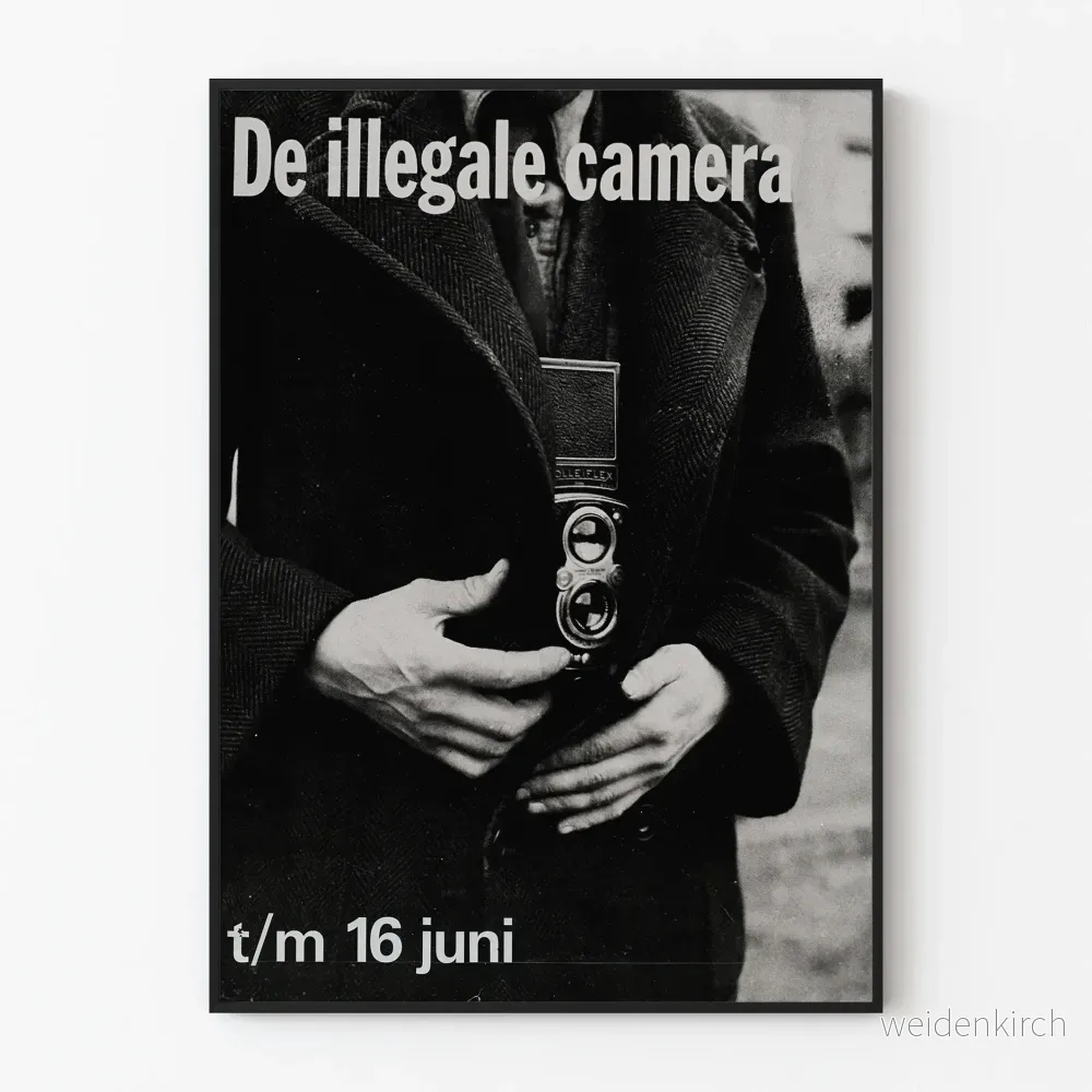 Vintageposter av den illegala kameran i svartvitt
