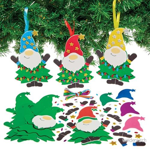 Baker Ross FX858 dekorationskit med julgransgonk 8 pack, för pyssel och konst till jul barn 5063067007448