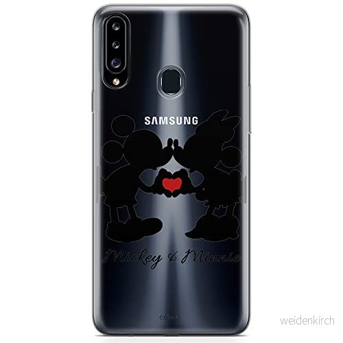 ERT GROUP mobiltelefonfodral för Samsung A20S originalt och officiellt licensierat Disney mönster Mickey & Minnie 003 optimalt anpassad till formen på mobiltelefonen, gedeeltelijk transparant 5904805435904